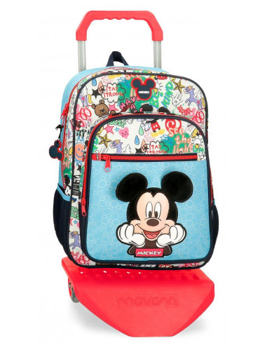 MOCHILA ADAP. C/CARRO 38CM. MICKEY BE COOL